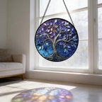 Blue Purple Tree of Life Stained Glass Window Hanging Suncatcher Gift 15" - Image 6