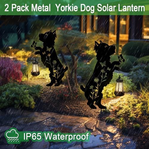 Yorkie Gifts for Women,Dog Solar Lights Outdoor Pathway Yard Garden Stakes - Image 6