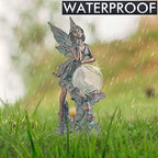 TERESA'S COLLECTIONS Fairy Garden Statue Solar Resin Patina Bronze 12.4" - Image 6