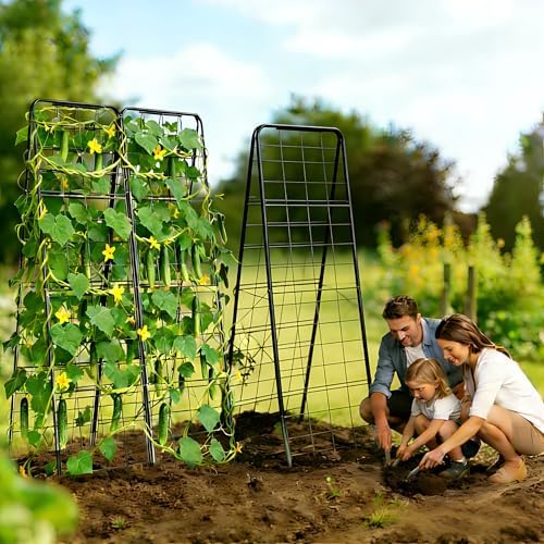 Garden Trellis for Cucumbers, 50 x 16 Inch Adjustable A-Frame Plant Support for Climbing Plants Outdoor, Vegetable, Flowers, Heavy Duty 1cm Metal Vegetable Trellis for Backyard, Raised Bed, Patio - Image 3