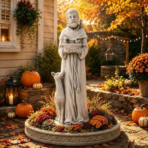36.2" St Francis Garden Statue,Outdoor Catholic Sculpture by Ultym