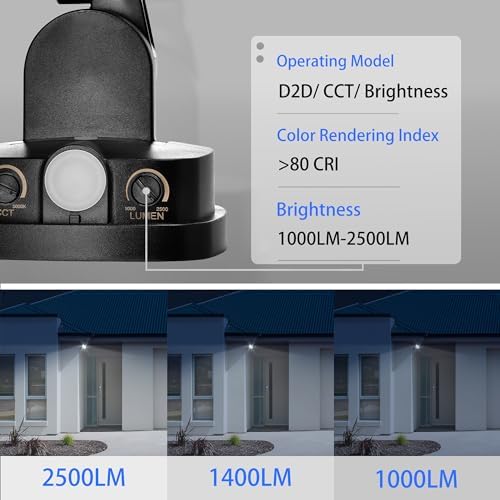 26W Flood Lights Outdoor, CCT Integrated LED Security Light Fixture, 1 Head Exterior LED Outdoor Light with Dusk to Dawn Control, ETL Water Resistant for Garage, Yard, Porch (Black) - Image 5