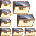 Peasur Solar Lights Outdoor Motion Sensor Waterproof, 8 Pack 140LED Brown Solar Powered Fence Light, 3 Modes Security Wall Lights for Garden Yard Outside(Warm White) by Peasur