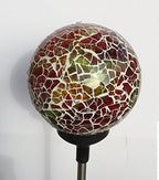 Colorful Ball Solar Lights (#Whitem005Y), Solar Power Multi-color Color Changing LED Mosaic Crackle Glass Ball Decorative Garden Yard Light Stake Lamp - Image 4