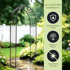 SCENDOR Metal Garden Arch with Lattice Side Panels 88.6" H x 50.8" W– Heavy-Duty Arbor for Climbing Roses, Vines, and Outdoor Patio, Lawn, Backyard, Wedding Decor (Black) - Image 2