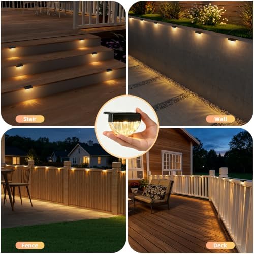 VOLISUN 24 Pack Solar Deck Lights Outdoor, Warm White LED Solar Step Lights for Outside, Waterproof Fence Light for Patio, Deck, Stairs, Yard, Pool and Porch (Black) - Image 2