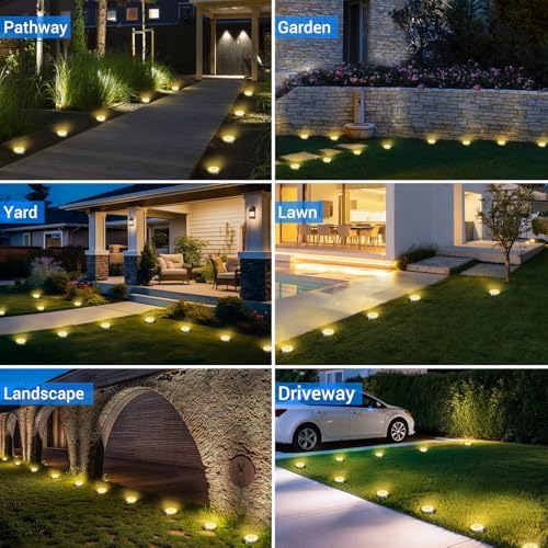 Peasur Solar Ground Lights Outdoor, 16 Pack Flat Solar Powered Disc Lights, IP68 Waterproof, Anti-Rust, Landscape Lighting for Pathway Garden Yard Lawn Walkway Landscape Driveway, Mini, Warm White - Image 4