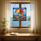 Gnome with Umbrella Stained Glass Suncatcher – Square Hanging Window Panel for Home, Garden, Nursery, Halloween, Christmas, Memorial Day – Whimsical Glass Art Gift for Gnome Lovers ovpj1u - Image 6