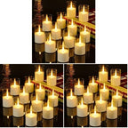 VIODAIM 12Pack Flickering Flameless LED Candles with Timer, Battery Powered - Small Pillar & Votive, Clear (2"X3") (Pack of 3) by VIODAIM