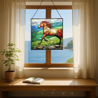 Roan Appaloosa Horse Walking Across Stony Ridge Square Suncatcher – Stained Glass Style Window Panel with Pastoral Scene, Custom Decorative Hanging Art for Equestrian Home, Christmas zSCSjf - Image 6