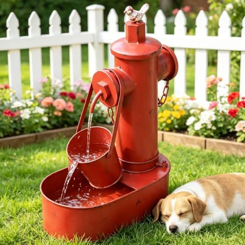 Metal Solar Powered Water Fountain with Backup Battery,Outdoor Fountains by SMQLJXC