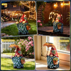 Solar Outdoor Statues Gnome Garden Decor, Garden Gnome with Solar LED Umbrella Decorative for Patio, Balcony, Lawn, Yard Ornament - Christmas Gardening Gifts for Mom Grandma - Image 6