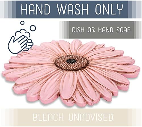 Magnolia Garden 12-Inch Sculpted Pink Daisy Decorative Stepping Stone – 3D Floral Resin Garden Walkway Tile – Elegant Blush Flower Outdoor Accent - Image 3