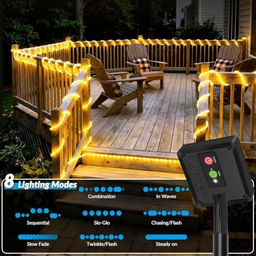 Total 104FT 240LED Solar Rope Lights Outdoor Waterproof, Warm White - Image 2