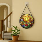 Stained Glass Window Hanging - Radiant Crystal Floral Sunburst 11.8in Sun Catchers Indoor Stained Glass Panels Wall Decor for Mom,Wife,Lovers,Festive - Image 6