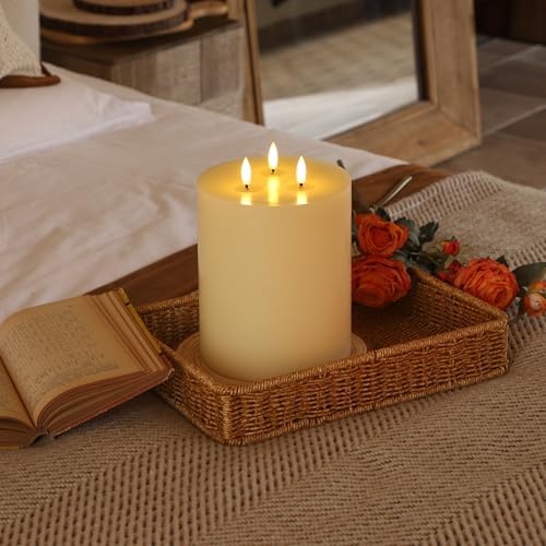 3 Wick Extra Large Flameless Candles, 6"x8" Flat Battery Operated Candles - Image 5