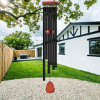 Aluminium Wind Chimes Outside, Soothing Melodic Patio Decor Gift, Black 46" by WENANA