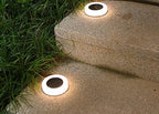 Solar Ground Lights Outdoor 8 LED Solar Powered Disk Lights Round Shape Outdoor in-Ground Lights Outdoor Landscape Lighting for Yard Patio Deck Driveway Walkway Pathway,Frosted Cover (Warm White) - Image 4