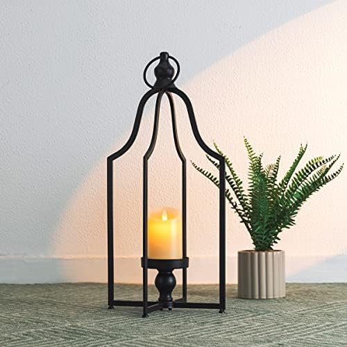 Glitzhome 22" H Modern Farmhouse Black Metal Lantern Decorative Hanging Candle Lanterns (Large) - Image 6