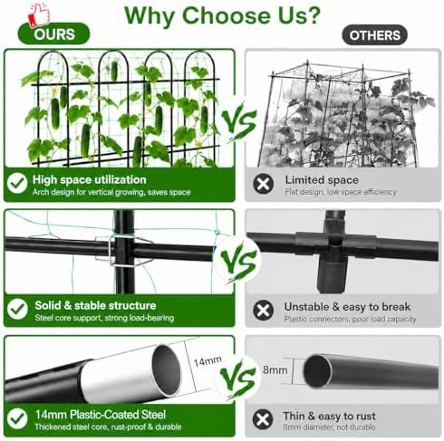 OTOSUNNY 72"x72" Garden Arch Trellis for Climbing Plants, Black - Image 3