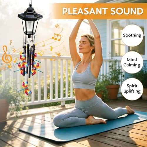 Large Solar Dragonfly Wind Chimes, Gifts for Women Mom Grandma Wife Sister Daughter Neighbor, Black Metal Wind Chimes with Wind Catcher, Solar Decor Lights for Outdoor Garden Patio Yard Porch Window - Image 5