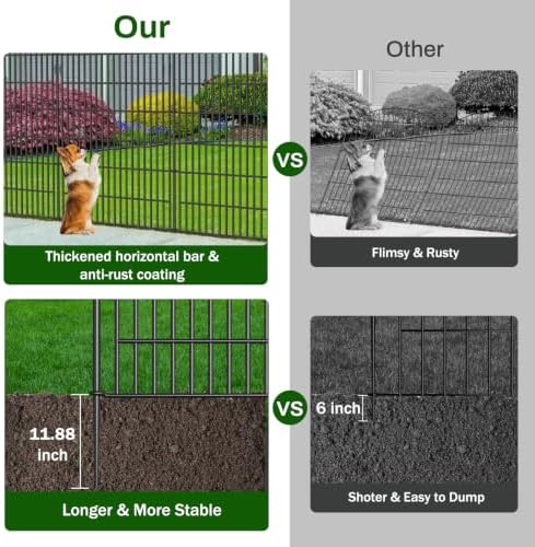No Dig Decorative Garden Fence 10 Panels, 48 in (H) x 22.6 ft (L), Dog Fence Outdoor for Yard, Rustproof Metal Animal Barrier Ground Stakes Fencing for Garden, Patio, Flower Bed - Image 3