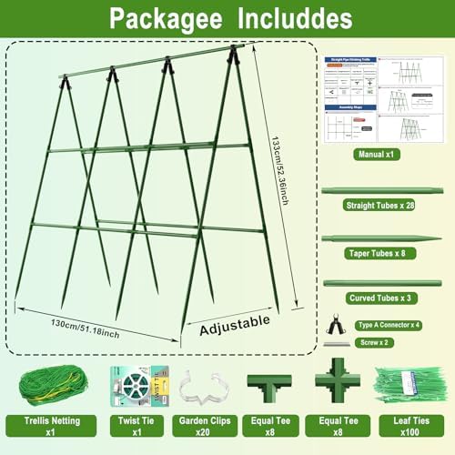 Cucumber Trellis for Raised Bed, A-Shape Arch Metal Garden Trellis for Climbing Plants, Heavy Duty Plant Trellis Outdoor, Easy Assembly Rustproof Trellis for Vines - Image 2