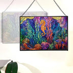 Glowing Coral Garden with Tiny Seahorse Rectangular Stained Glass Suncatcher – Hanging Window Panel with Animal & Nature Scene – Vibrant Glass Art Gift for Wildlife, Fantasy, Nature Lovers gQJxpI - Image 3