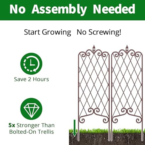 AMAGABELI GARDEN & HOME 2 Pack Garden Trellis for Climbing Plants Outdoor 60” x 18” Garden Fencing Decorative Plant Trellis Vegetables and Rose Trellis for Ivy Cucumbers Brown - Image 4