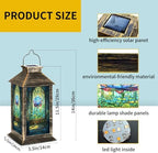 Solar Lantern Art Stained Glass Window Majestic Lotus Flower Outdoor Waterproof Garden Hanging Lantern Solar Powered Lighting Outside Table Lamp for Patio Deck Camping 1 Pack - Image 6