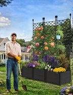 Patikuin 3-Section Sturdy Weather-Resistant Raised Garden Bed with Metal Trellis, Vertical Modular Planter Box & Privacy Screen for Climbing Plants, Vegetables, Flowers - Image 6