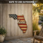 Florida "Home" State Shape Sign — Vintage American Flag Wall Decor — UV-Printed Aluminum (Not Real Wood) — Patriotic State Pride Art for Indoors & Outdoors — Made in USA - Image 4