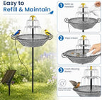 Solar Fountain for Bird Bath Outside, Garden Water Feature with Ground Stake Stand or Hanging Style for Patio, Yard & Lawn (B-Gray) - Image 6