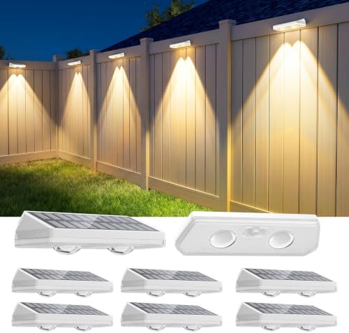 8 Pack Solar Fence Lights Outdoor ,3CCT & RGB 13 Color Mode Fence Lights Solar Powered with Ultra-Bright Lens IP65 Waterproof,Solar Wall Light for Backyard/Step/Patio/Deck/Stair/Railings(White) by UGDLUCK