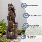 39.0" Tall Outdoor Water Fountain, 4 Tier Cascading Bowls and Stacked Water Fountain with LED Lights, for Yard Décor, Backyard, Patio and Deck (39.0'') - Image 4