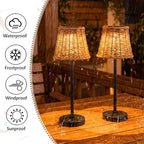 VIHOSE Rattan Solar Table Lamps 2 Sets for Outdoor Handmade Woven Boho Lamp for Garden Yard Patio Porch Lawn Pathway, Decorative Solar Light Gift for Women - Image 5