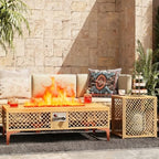 LYNSLIM Outdoor Fire Pit Table with Tank Table, CSA Certifed 60,000 BTU Stainless Steel Burner, Rattan Rectangular Propane Patio Firepit Table for Outside with Exterior, Porch, Backyard or Garden by LYNSLIM
