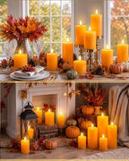 VIHOSE 6 Pack Fall Orange Flameless Candles D 3" H 6" 7" 8" - Image 3