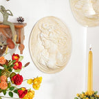 Sungmor White Cast Iron Wall Decor,Oval-shaped Classical Lady Relief Plaque - Image 5