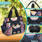 Boho Cat Garden Tool Bag Organizer Heavy Duty Flower Cat Gardening Tote Bag with 10 Pockets for Women Men Gardening Gifts - Image 5