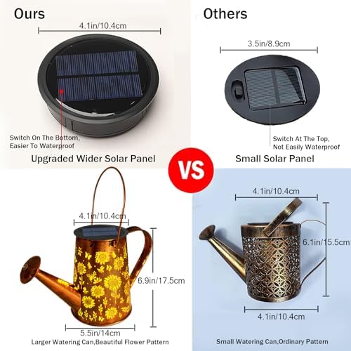 VOOKRY Solar Lights Outdoor Decoration, Large Retro Hanging Metal Solar Watering Can Lights Waterproof Sunflower Garden Decor Outside for Yard Lawn Patio Porch, Birthday Gifts for Women Mom Grandma - Image 4