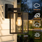 MATAMEYE Outdoor Wall Lantern, Waterproof Exterior Wall Sconce Light Fixture, Black Front Door Lamp, Anti-Rust E26 Socket Porch Lighting - Image 3