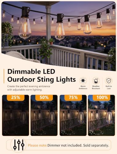100FT Outdoor String Lights, 50 ST40 Edison LED Patio Lights - Image 5
