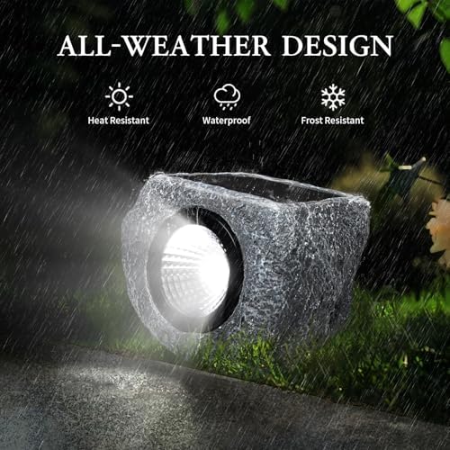 Solar Rock Lights Outdoor 4 Pack, Small Faux Rock Landscape Light for Yard - Image 3