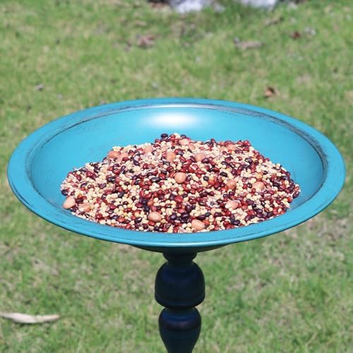 26.6" H Cast Iron Pedestal Bird Bath,Metal Birdbath for Outdoors (Blue) - Image 5