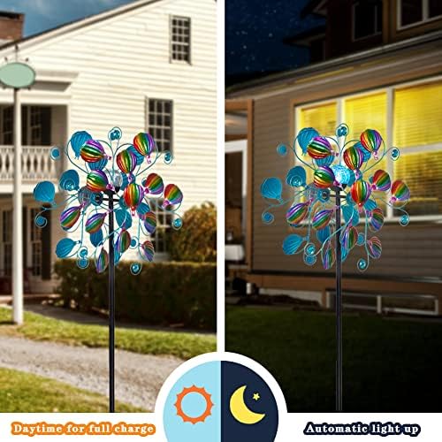 Solar Hot Air Balloon Wind Spinner Decor with LED Glass Ball - Image 6