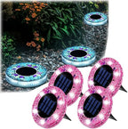 Mosaic Solar Disk Light, Waterproof Outdoor Glass LED Garden Stake Lighting, Colorful Landscape Yard Decor for Walkway, Patio & Lawn, Auto On/Off Decorative Driveway Lamps (Purple-4pcs) by Unknown