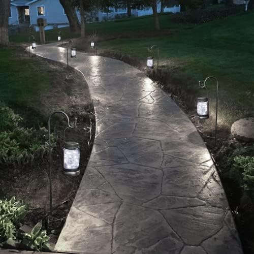 Mlambert 4 Pack Solar Mason Jar Hanging Lantern with Stakes, Cool White - Image 7