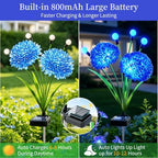 VOOKRY Solar Flowers Outdoor Waterproof, 2 Pack Blue Garden Lights with Swaying Firefly Lights, Flower Light Garden Decor for Yard Patio Pathway Lawn Grave, Gardening Gifts for Women Mother's Day - Image 4