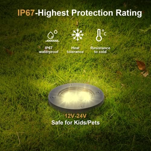 Low Voltage Landscape Well Lights, Outdoor LED Ground Lights for Garden, Lawn, Backyard, Patio Walkway (3.7Inch 8Pack) Black 3000k Warm White - Image 3